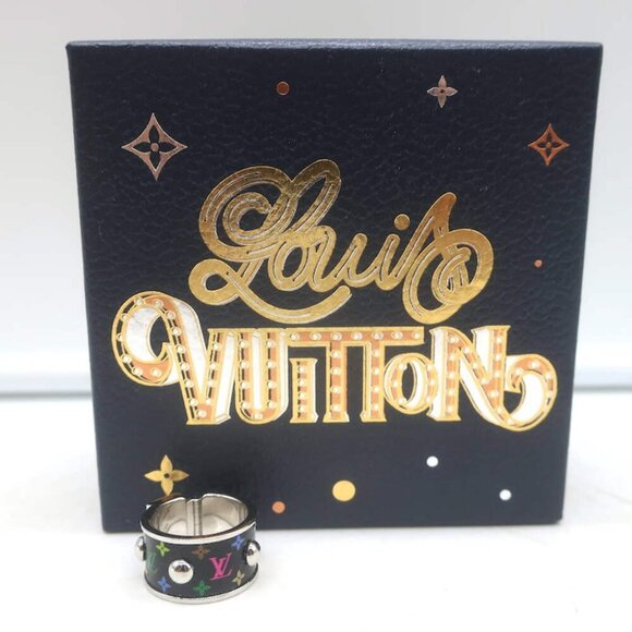 Louis Vuitton x Takashi Murakami S-Lock Ring Black Coated Canvas Size 5 NEW - Picture 1 of 8